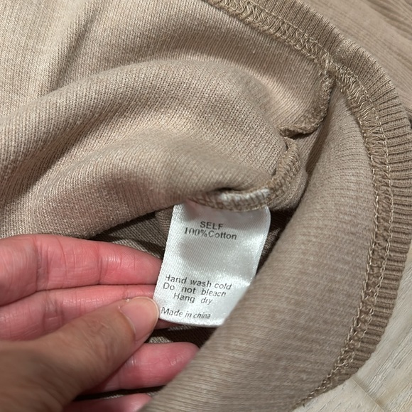 Mod Ref VICI Corley Cotton Ribbed Henley Top - Tan / Size Small - Picture 4 of 8